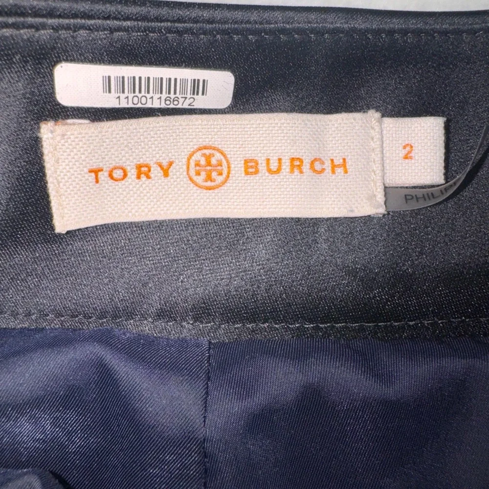 Tory Burch Trousers Women 2 Navy Blue High Rise Seam Detail Straight Leg SideZip
